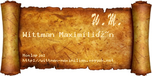 Wittman Maximilián névjegykártya